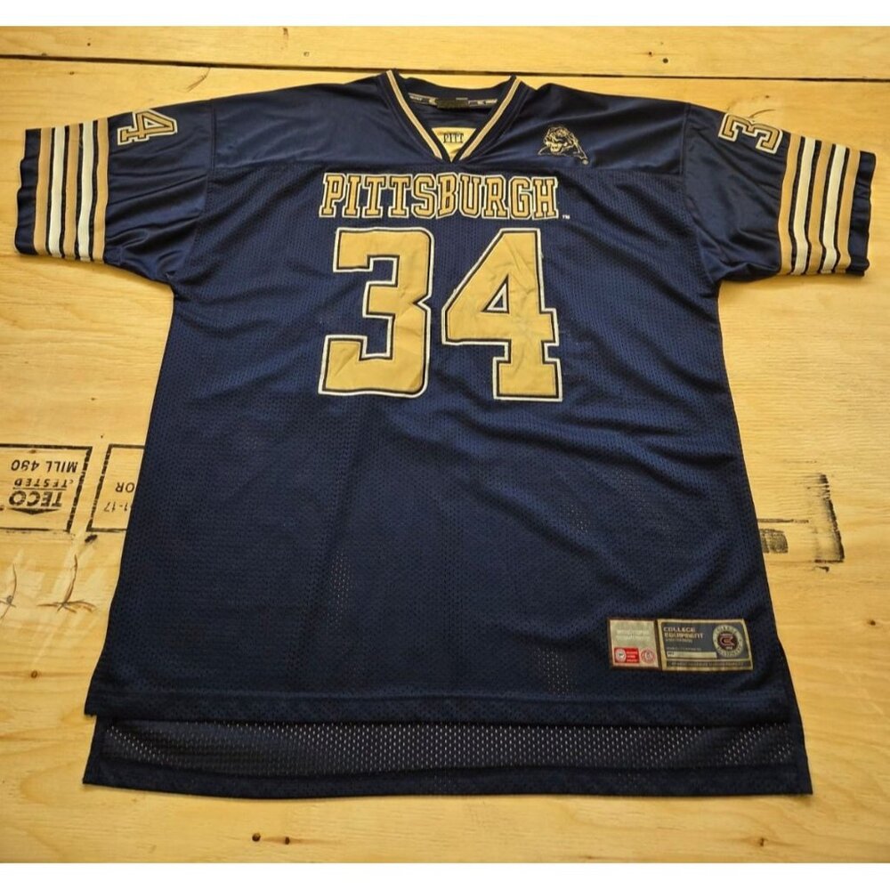 Pitt Panthers Football Jersey Men's XXL #34 Blue Colosseum Stitched Vintage Fit